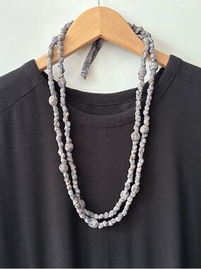 EILEEN FISHER - Silk Wrapped Knotted Beaded Necklace - Dusty Lilac